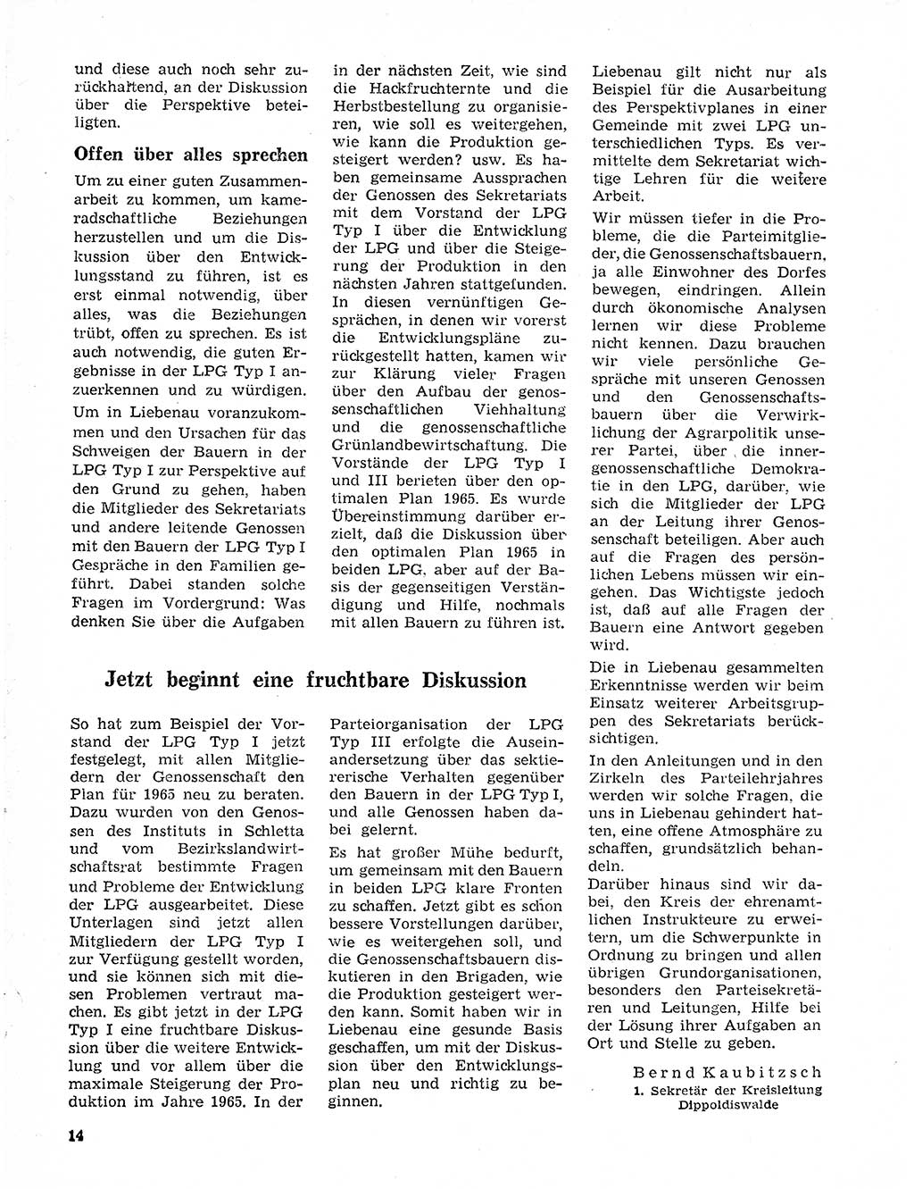 Neuer Weg (NW), Organ des Zentralkomitees (ZK) der SED (Sozialistische Einheitspartei Deutschlands) für Fragen des Parteilebens, 20. Jahrgang [Deutsche Demokratische Republik (DDR)] 1965, Seite 14 (NW ZK SED DDR 1965, S. 14)