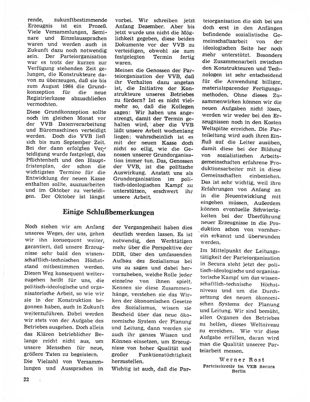 Neuer Weg (NW), Organ des Zentralkomitees (ZK) der SED (Sozialistische Einheitspartei Deutschlands) für Fragen des Parteilebens, 20. Jahrgang [Deutsche Demokratische Republik (DDR)] 1965, Seite 22 (NW ZK SED DDR 1965, S. 22)