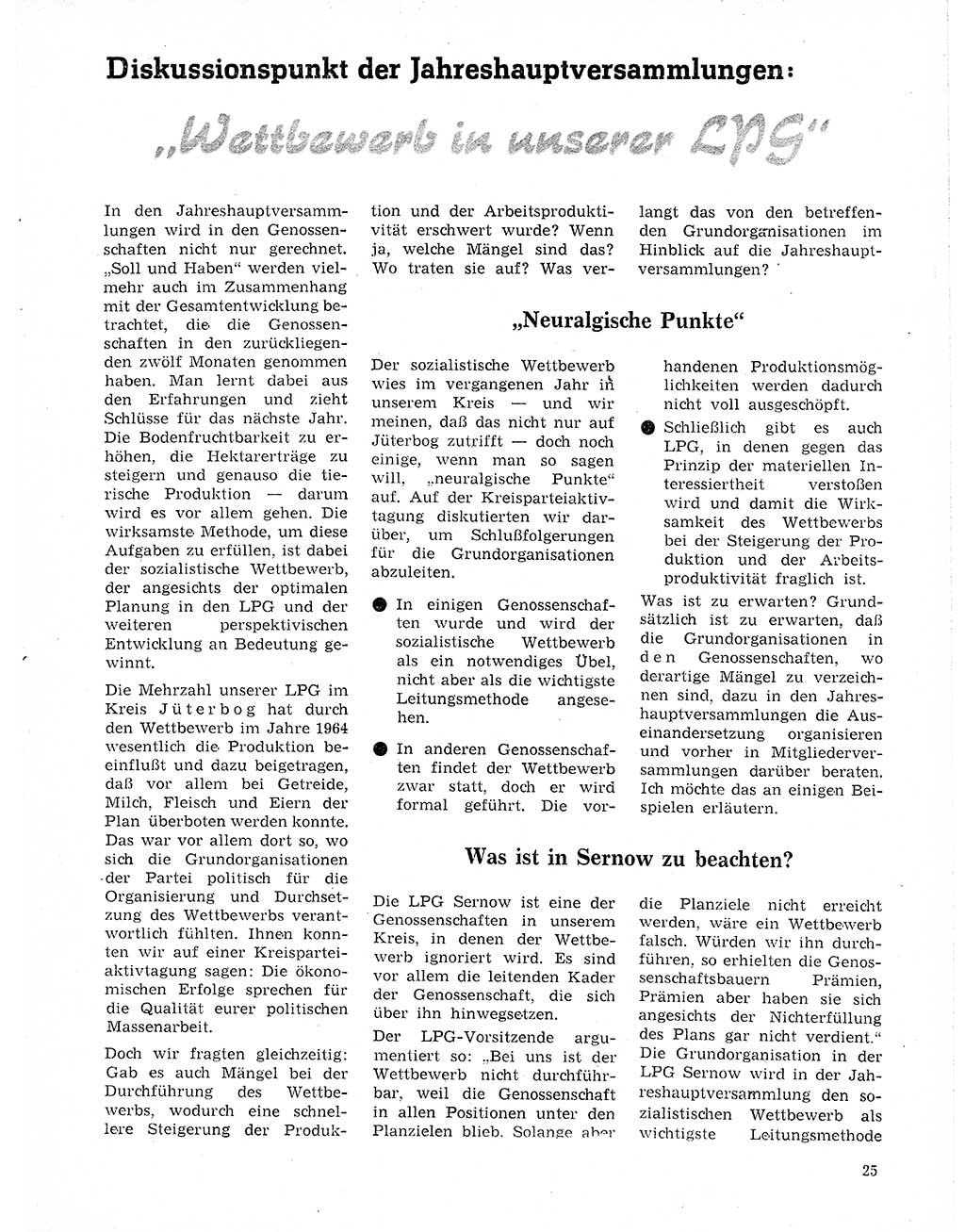 Neuer Weg (NW), Organ des Zentralkomitees (ZK) der SED (Sozialistische Einheitspartei Deutschlands) für Fragen des Parteilebens, 20. Jahrgang [Deutsche Demokratische Republik (DDR)] 1965, Seite 25 (NW ZK SED DDR 1965, S. 25)