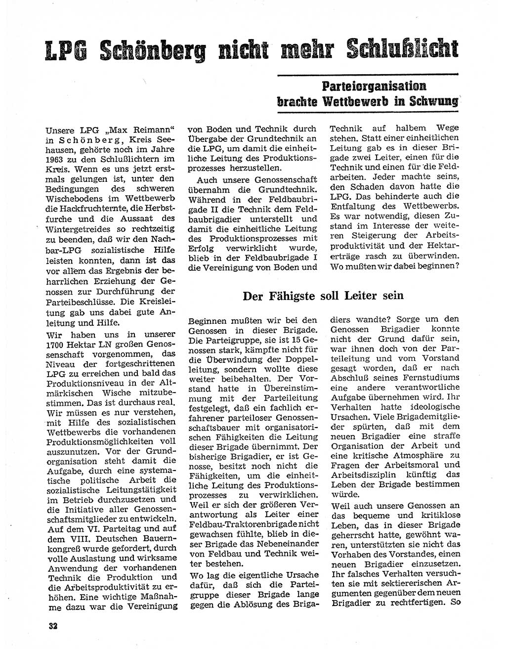 Neuer Weg (NW), Organ des Zentralkomitees (ZK) der SED (Sozialistische Einheitspartei Deutschlands) für Fragen des Parteilebens, 20. Jahrgang [Deutsche Demokratische Republik (DDR)] 1965, Seite 32 (NW ZK SED DDR 1965, S. 32)