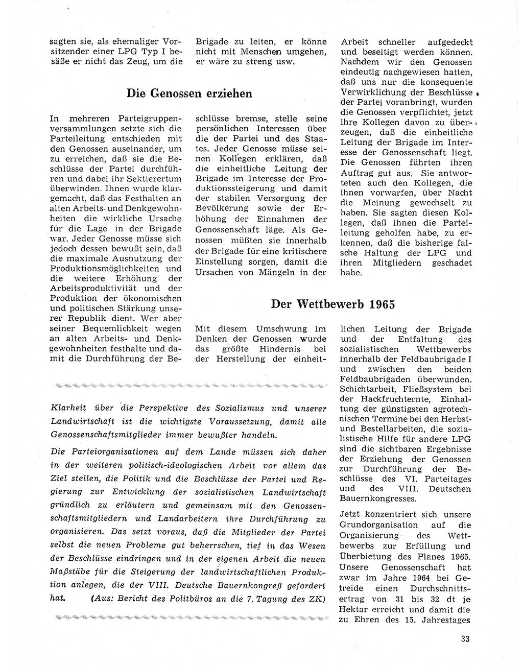Neuer Weg (NW), Organ des Zentralkomitees (ZK) der SED (Sozialistische Einheitspartei Deutschlands) für Fragen des Parteilebens, 20. Jahrgang [Deutsche Demokratische Republik (DDR)] 1965, Seite 33 (NW ZK SED DDR 1965, S. 33)