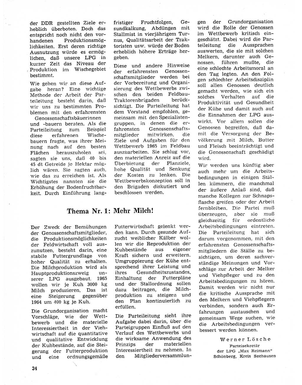 Neuer Weg (NW), Organ des Zentralkomitees (ZK) der SED (Sozialistische Einheitspartei Deutschlands) fÃ¼r Fragen des Parteilebens, 20. Jahrgang [Deutsche Demokratische Republik (DDR)] 1965, Seite 34 (NW ZK SED DDR 1965, S. 34)