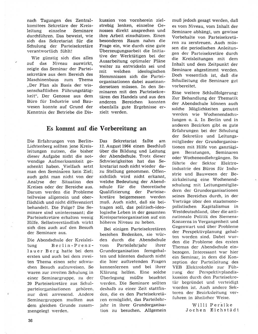 Neuer Weg (NW), Organ des Zentralkomitees (ZK) der SED (Sozialistische Einheitspartei Deutschlands) für Fragen des Parteilebens, 20. Jahrgang [Deutsche Demokratische Republik (DDR)] 1965, Seite 36 (NW ZK SED DDR 1965, S. 36)