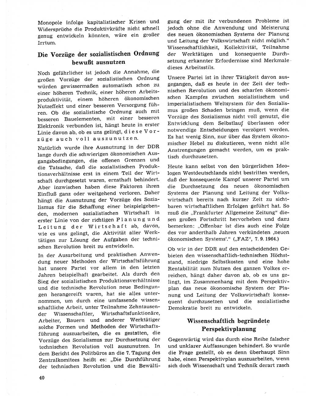 Neuer Weg (NW), Organ des Zentralkomitees (ZK) der SED (Sozialistische Einheitspartei Deutschlands) für Fragen des Parteilebens, 20. Jahrgang [Deutsche Demokratische Republik (DDR)] 1965, Seite 40 (NW ZK SED DDR 1965, S. 40)