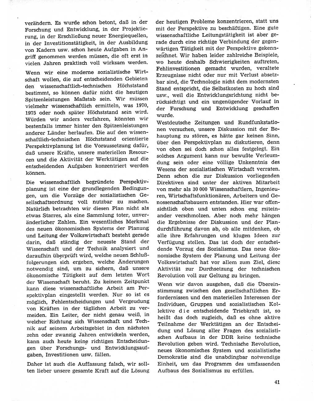 Neuer Weg (NW), Organ des Zentralkomitees (ZK) der SED (Sozialistische Einheitspartei Deutschlands) für Fragen des Parteilebens, 20. Jahrgang [Deutsche Demokratische Republik (DDR)] 1965, Seite 41 (NW ZK SED DDR 1965, S. 41)