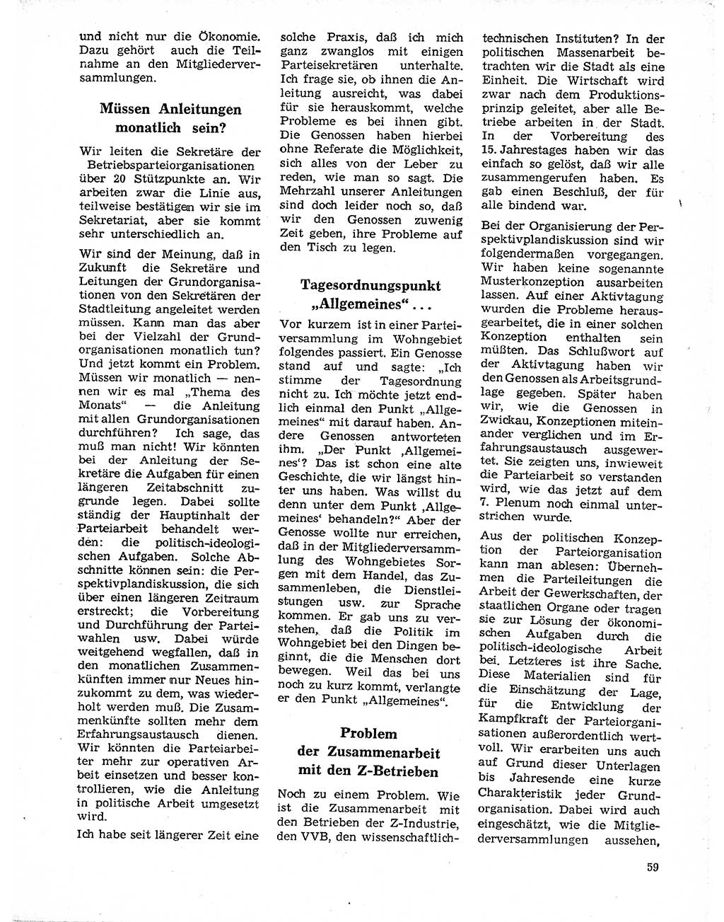Neuer Weg (NW), Organ des Zentralkomitees (ZK) der SED (Sozialistische Einheitspartei Deutschlands) für Fragen des Parteilebens, 20. Jahrgang [Deutsche Demokratische Republik (DDR)] 1965, Seite 59 (NW ZK SED DDR 1965, S. 59)