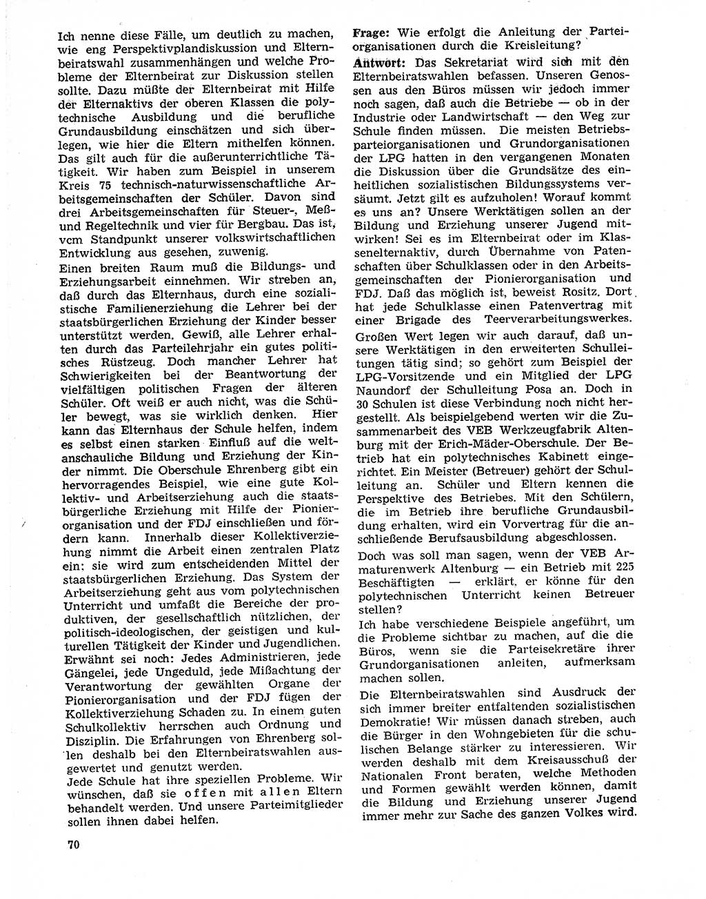 Neuer Weg (NW), Organ des Zentralkomitees (ZK) der SED (Sozialistische Einheitspartei Deutschlands) für Fragen des Parteilebens, 20. Jahrgang [Deutsche Demokratische Republik (DDR)] 1965, Seite 70 (NW ZK SED DDR 1965, S. 70)
