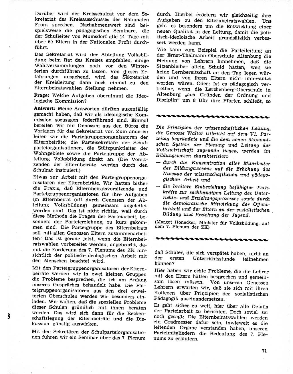 Neuer Weg (NW), Organ des Zentralkomitees (ZK) der SED (Sozialistische Einheitspartei Deutschlands) für Fragen des Parteilebens, 20. Jahrgang [Deutsche Demokratische Republik (DDR)] 1965, Seite 71 (NW ZK SED DDR 1965, S. 71)