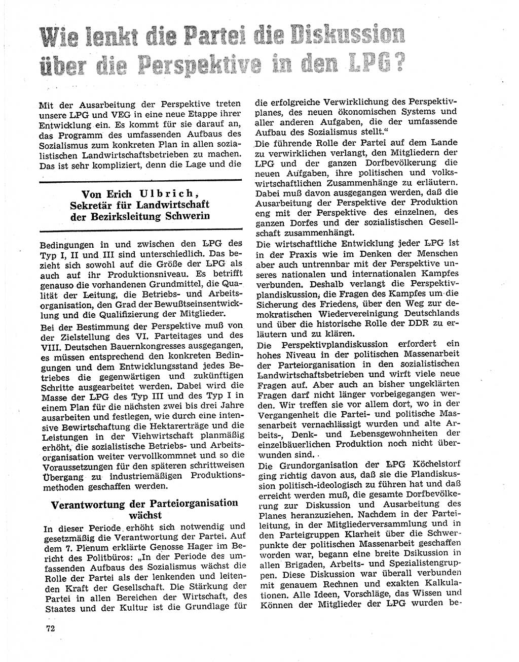 Neuer Weg (NW), Organ des Zentralkomitees (ZK) der SED (Sozialistische Einheitspartei Deutschlands) für Fragen des Parteilebens, 20. Jahrgang [Deutsche Demokratische Republik (DDR)] 1965, Seite 72 (NW ZK SED DDR 1965, S. 72)