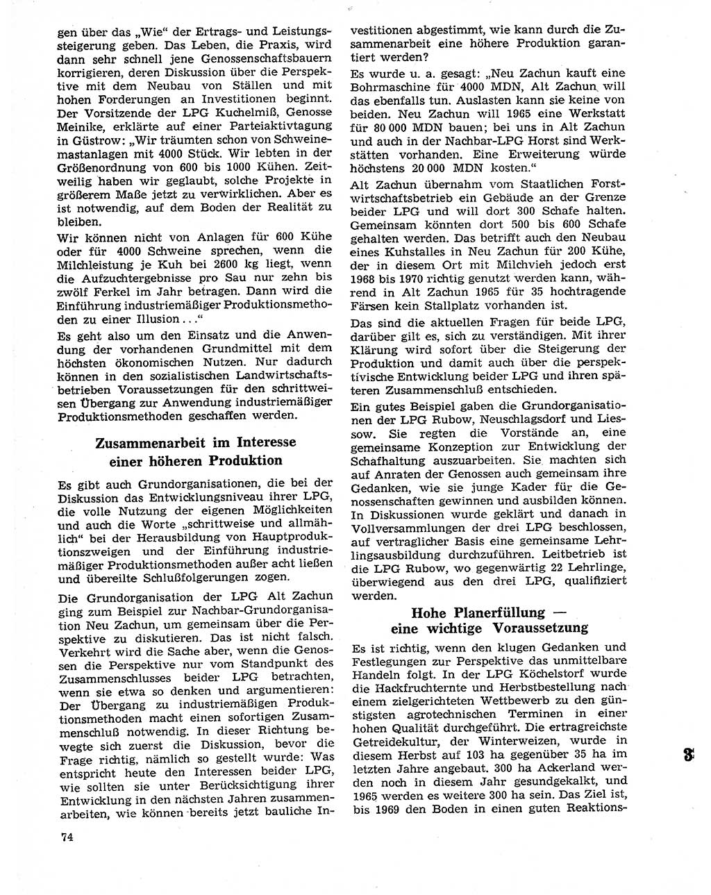 Neuer Weg (NW), Organ des Zentralkomitees (ZK) der SED (Sozialistische Einheitspartei Deutschlands) für Fragen des Parteilebens, 20. Jahrgang [Deutsche Demokratische Republik (DDR)] 1965, Seite 74 (NW ZK SED DDR 1965, S. 74)