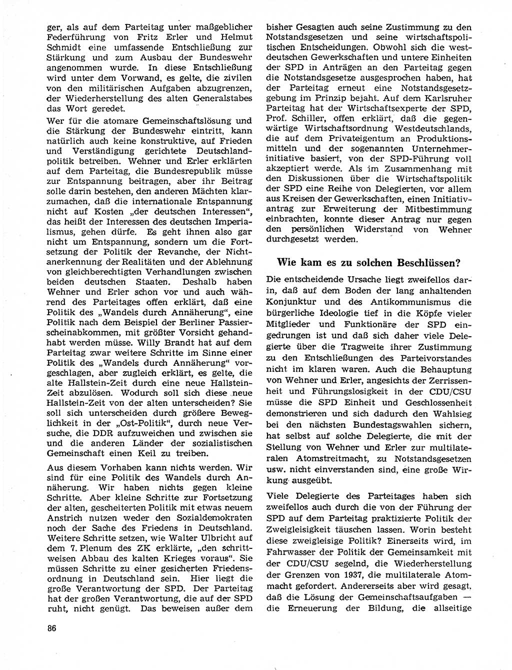 Neuer Weg (NW), Organ des Zentralkomitees (ZK) der SED (Sozialistische Einheitspartei Deutschlands) für Fragen des Parteilebens, 20. Jahrgang [Deutsche Demokratische Republik (DDR)] 1965, Seite 86 (NW ZK SED DDR 1965, S. 86)