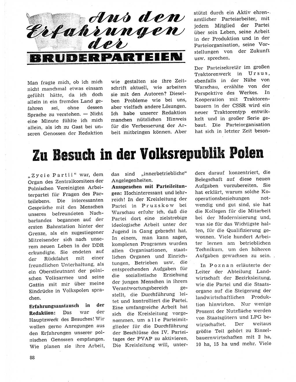 Neuer Weg (NW), Organ des Zentralkomitees (ZK) der SED (Sozialistische Einheitspartei Deutschlands) für Fragen des Parteilebens, 20. Jahrgang [Deutsche Demokratische Republik (DDR)] 1965, Seite 88 (NW ZK SED DDR 1965, S. 88)