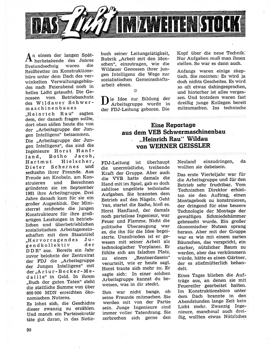 Neuer Weg (NW), Organ des Zentralkomitees (ZK) der SED (Sozialistische Einheitspartei Deutschlands) für Fragen des Parteilebens, 20. Jahrgang [Deutsche Demokratische Republik (DDR)] 1965, Seite 90 (NW ZK SED DDR 1965, S. 90)