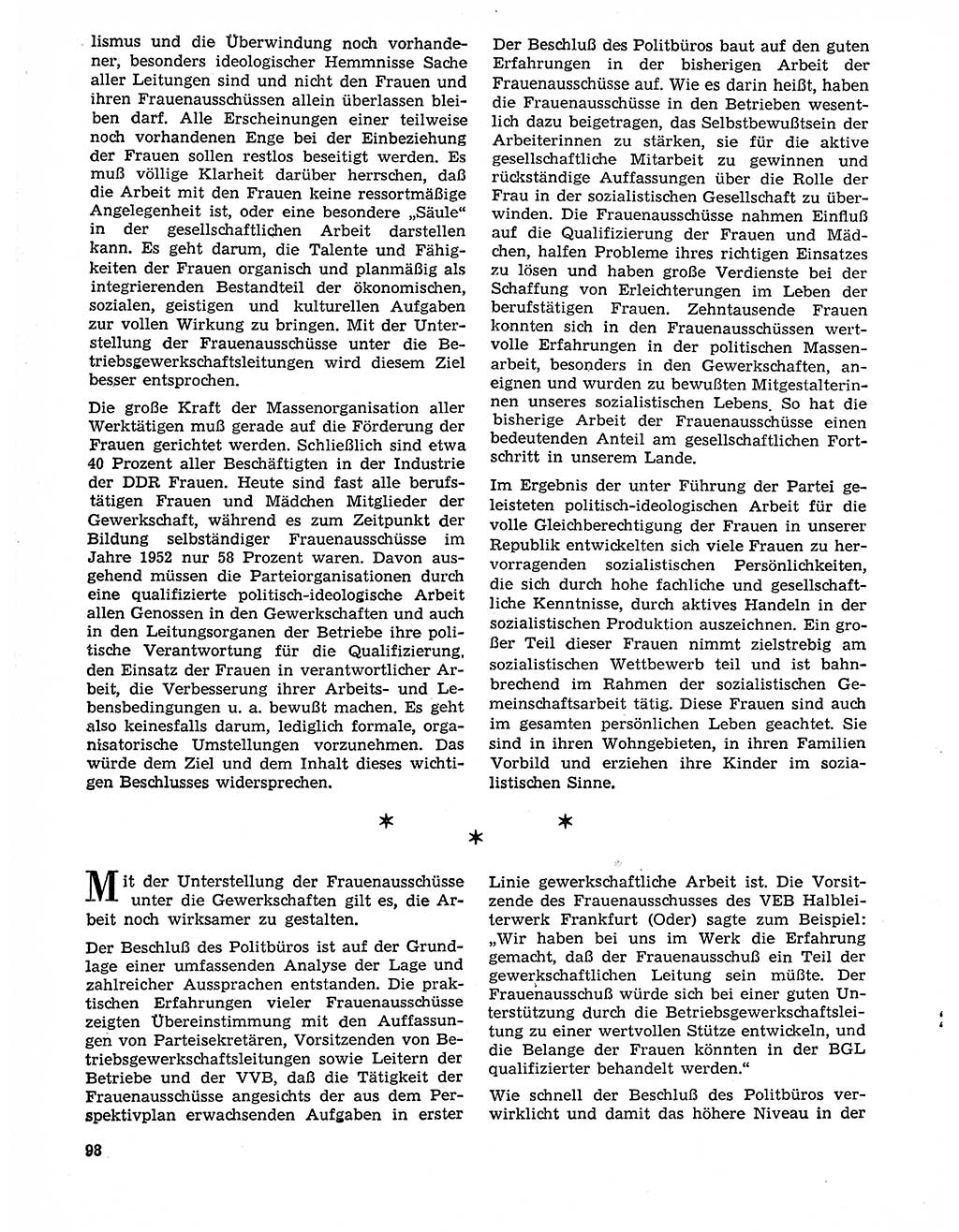 Neuer Weg (NW), Organ des Zentralkomitees (ZK) der SED (Sozialistische Einheitspartei Deutschlands) für Fragen des Parteilebens, 20. Jahrgang [Deutsche Demokratische Republik (DDR)] 1965, Seite 98 (NW ZK SED DDR 1965, S. 98)