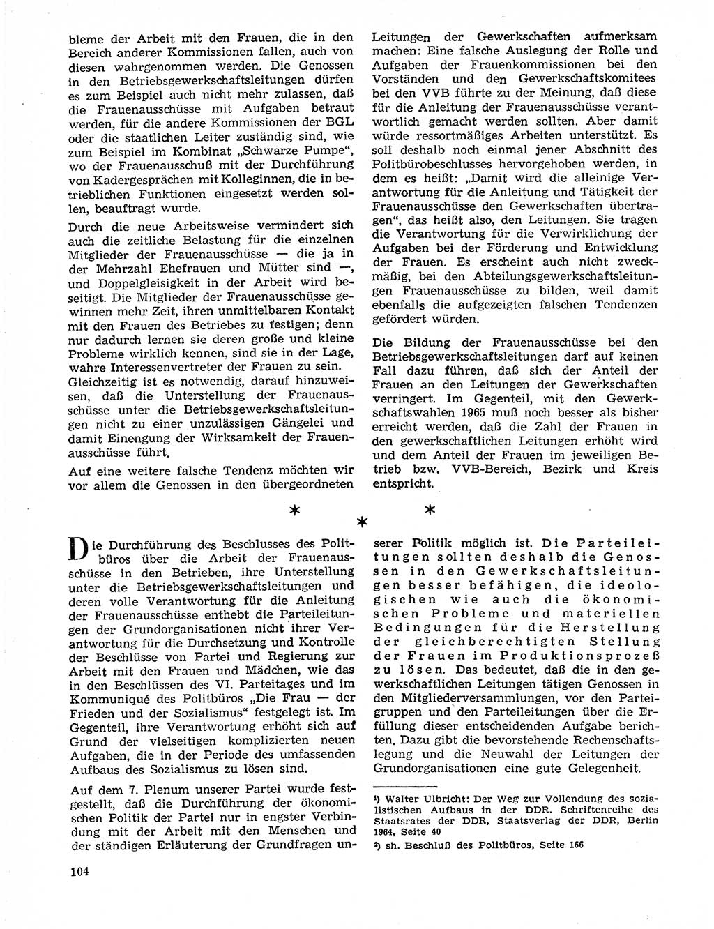 Neuer Weg (NW), Organ des Zentralkomitees (ZK) der SED (Sozialistische Einheitspartei Deutschlands) für Fragen des Parteilebens, 20. Jahrgang [Deutsche Demokratische Republik (DDR)] 1965, Seite 104 (NW ZK SED DDR 1965, S. 104)