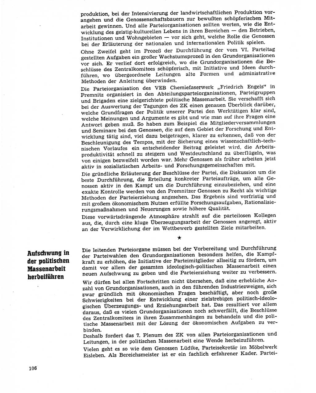 Neuer Weg (NW), Organ des Zentralkomitees (ZK) der SED (Sozialistische Einheitspartei Deutschlands) für Fragen des Parteilebens, 20. Jahrgang [Deutsche Demokratische Republik (DDR)] 1965, Seite 106 (NW ZK SED DDR 1965, S. 106)