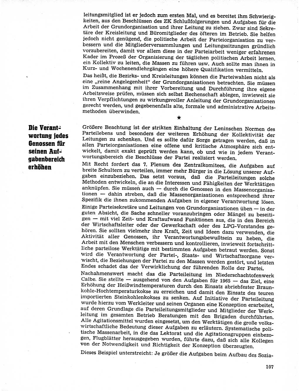 Neuer Weg (NW), Organ des Zentralkomitees (ZK) der SED (Sozialistische Einheitspartei Deutschlands) für Fragen des Parteilebens, 20. Jahrgang [Deutsche Demokratische Republik (DDR)] 1965, Seite 107 (NW ZK SED DDR 1965, S. 107)
