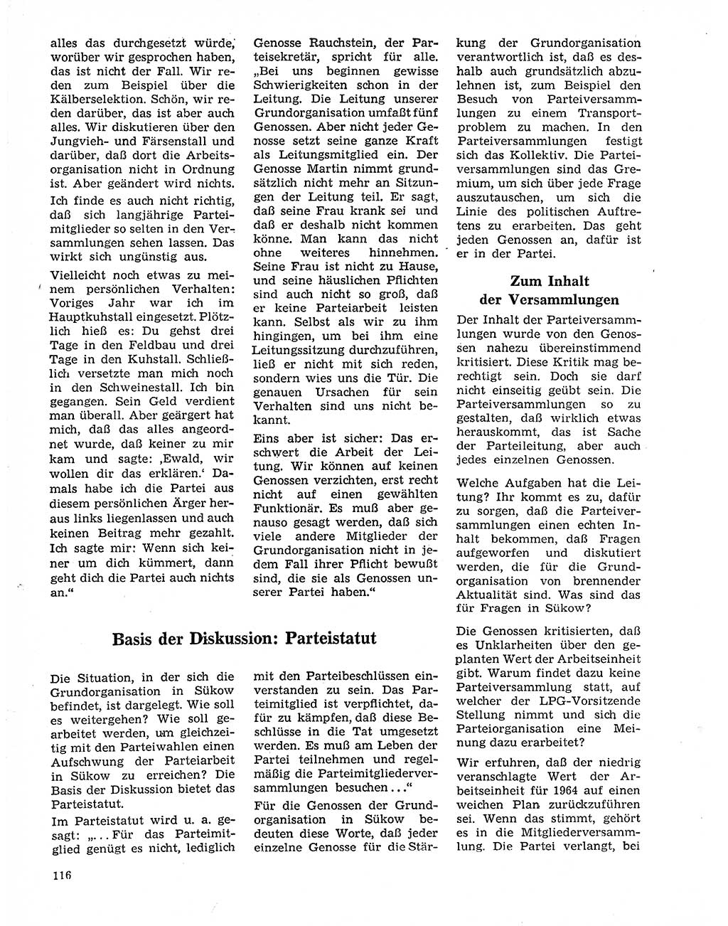 Neuer Weg (NW), Organ des Zentralkomitees (ZK) der SED (Sozialistische Einheitspartei Deutschlands) für Fragen des Parteilebens, 20. Jahrgang [Deutsche Demokratische Republik (DDR)] 1965, Seite 116 (NW ZK SED DDR 1965, S. 116)