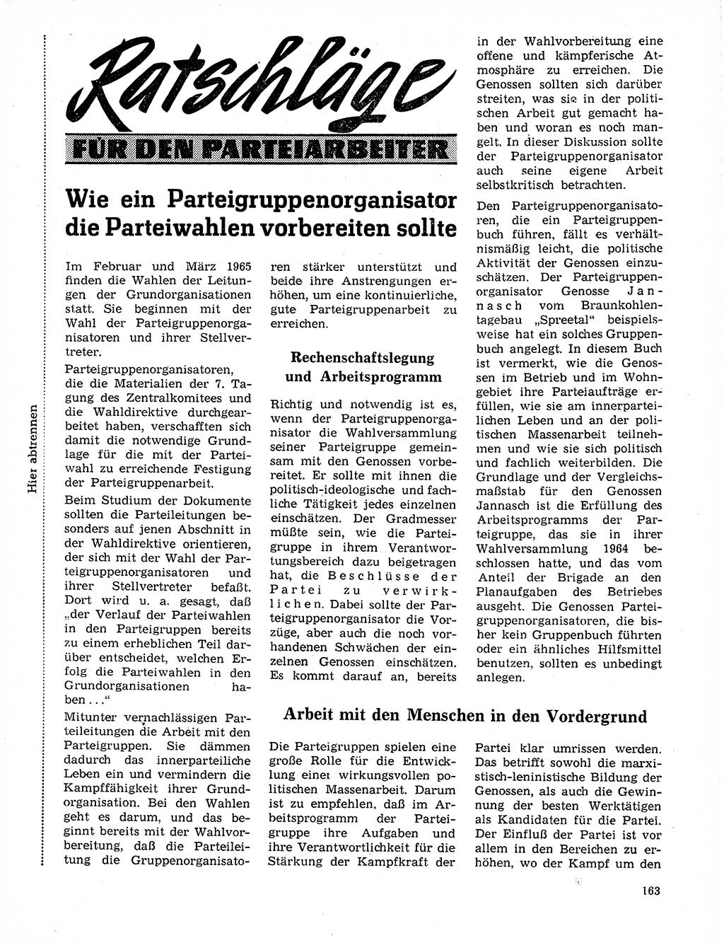 Neuer Weg (NW), Organ des Zentralkomitees (ZK) der SED (Sozialistische Einheitspartei Deutschlands) für Fragen des Parteilebens, 20. Jahrgang [Deutsche Demokratische Republik (DDR)] 1965, Seite 147 (NW ZK SED DDR 1965, S. 147)