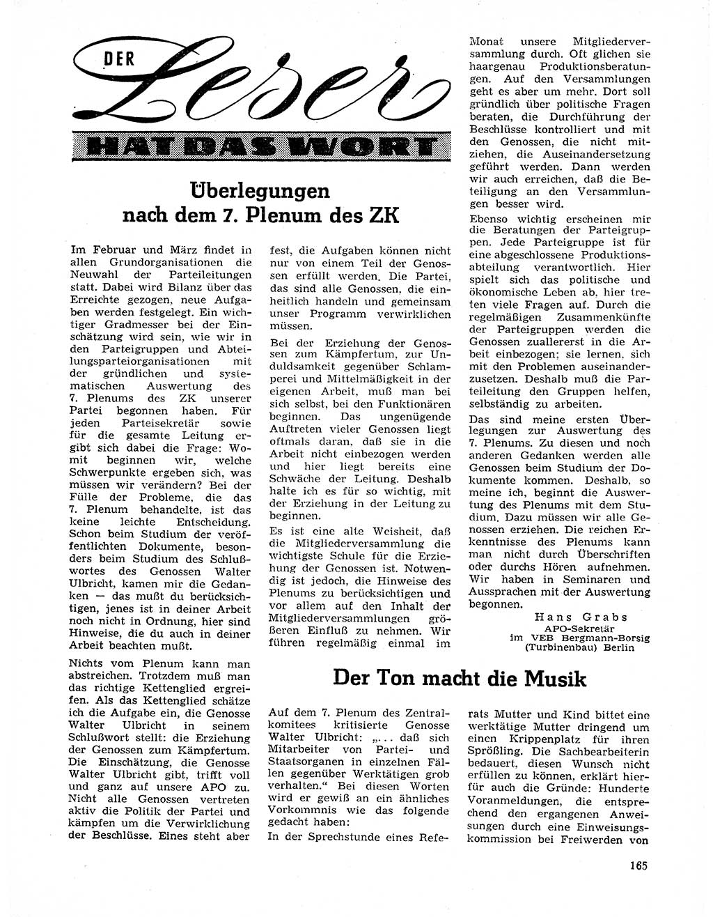 Neuer Weg (NW), Organ des Zentralkomitees (ZK) der SED (Sozialistische Einheitspartei Deutschlands) für Fragen des Parteilebens, 20. Jahrgang [Deutsche Demokratische Republik (DDR)] 1965, Seite 149 (NW ZK SED DDR 1965, S. 149)