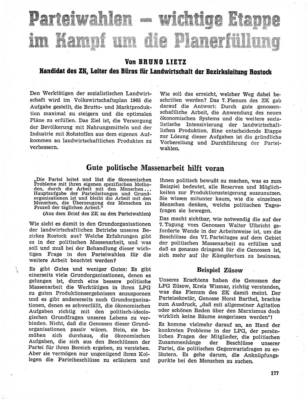 Neuer Weg (NW), Organ des Zentralkomitees (ZK) der SED (Sozialistische Einheitspartei Deutschlands) für Fragen des Parteilebens, 20. Jahrgang [Deutsche Demokratische Republik (DDR)] 1965, Seite 161 (NW ZK SED DDR 1965, S. 161)