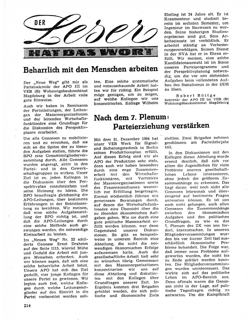 Neuer Weg (NW), Organ des Zentralkomitees (ZK) der SED (Sozialistische Einheitspartei Deutschlands) für Fragen des Parteilebens, 20. Jahrgang [Deutsche Demokratische Republik (DDR)] 1965, Seite 198 (NW ZK SED DDR 1965, S. 198)