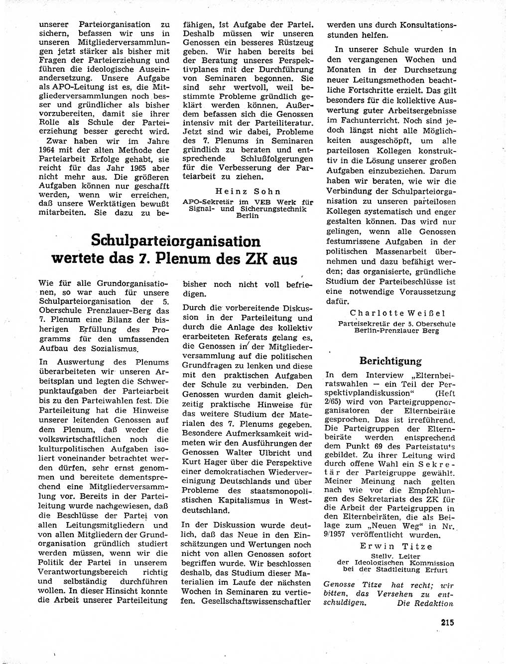 Neuer Weg (NW), Organ des Zentralkomitees (ZK) der SED (Sozialistische Einheitspartei Deutschlands) für Fragen des Parteilebens, 20. Jahrgang [Deutsche Demokratische Republik (DDR)] 1965, Seite 199 (NW ZK SED DDR 1965, S. 199)