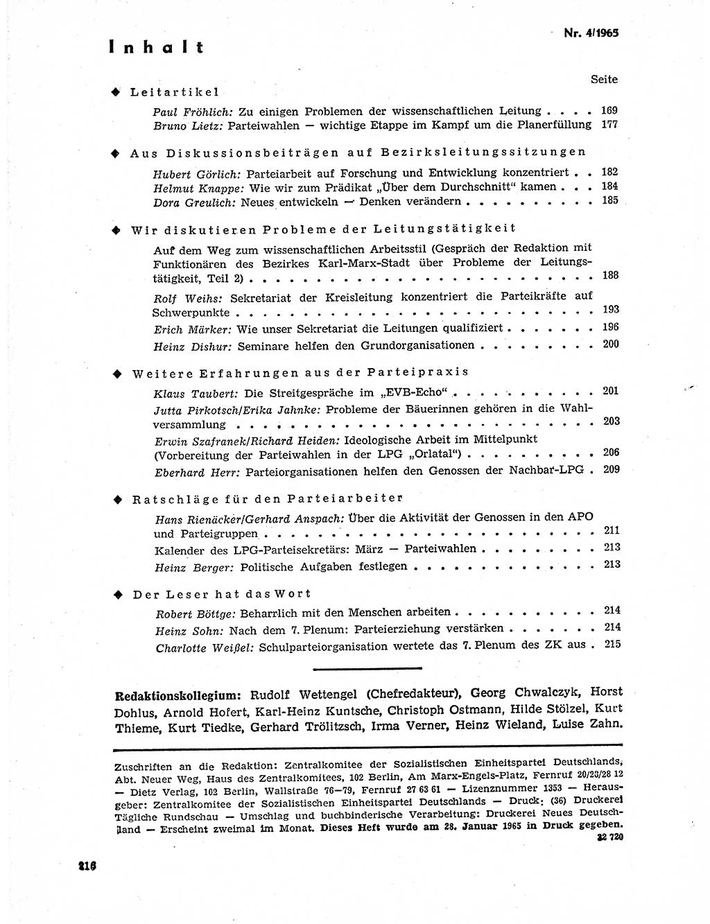 Neuer Weg (NW), Organ des Zentralkomitees (ZK) der SED (Sozialistische Einheitspartei Deutschlands) für Fragen des Parteilebens, 20. Jahrgang [Deutsche Demokratische Republik (DDR)] 1965, Seite 200 (NW ZK SED DDR 1965, S. 200)