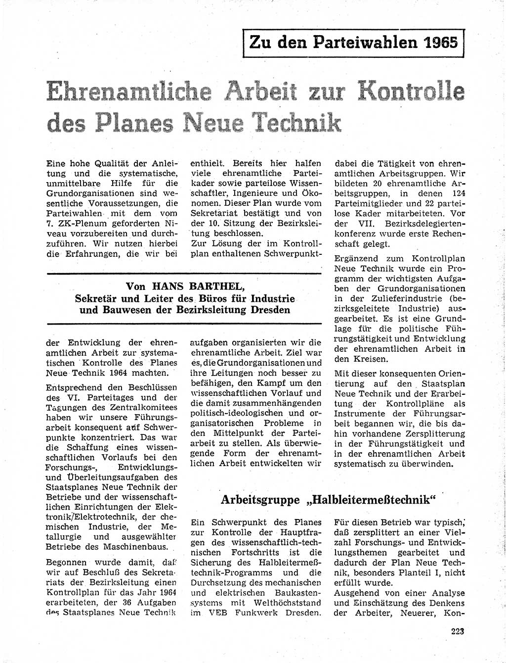 Neuer Weg (NW), Organ des Zentralkomitees (ZK) der SED (Sozialistische Einheitspartei Deutschlands) für Fragen des Parteilebens, 20. Jahrgang [Deutsche Demokratische Republik (DDR)] 1965, Seite 207 (NW ZK SED DDR 1965, S. 207)