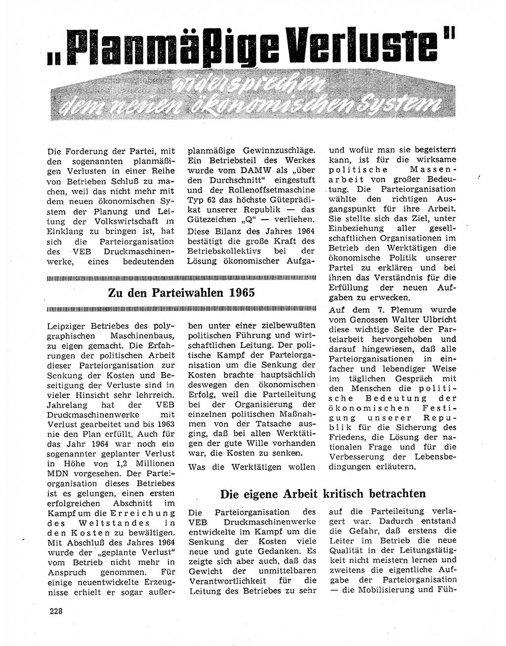 Neuer Weg (NW), Organ des Zentralkomitees (ZK) der SED (Sozialistische Einheitspartei Deutschlands) für Fragen des Parteilebens, 20. Jahrgang [Deutsche Demokratische Republik (DDR)] 1965, Seite 212 (NW ZK SED DDR 1965, S. 212)