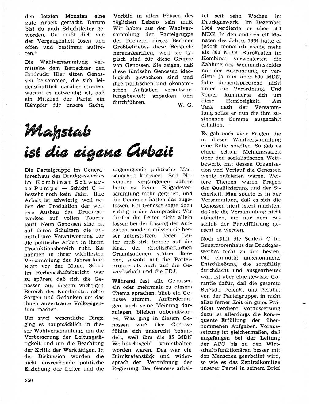Neuer Weg (NW), Organ des Zentralkomitees (ZK) der SED (Sozialistische Einheitspartei Deutschlands) für Fragen des Parteilebens, 20. Jahrgang [Deutsche Demokratische Republik (DDR)] 1965, Seite 234 (NW ZK SED DDR 1965, S. 234)