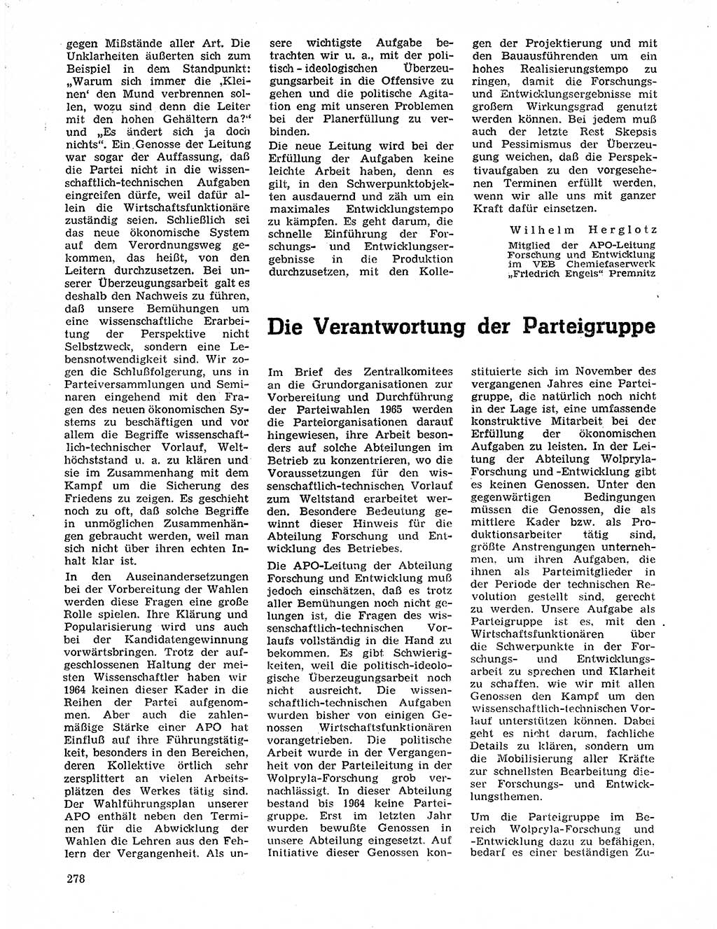Neuer Weg (NW), Organ des Zentralkomitees (ZK) der SED (Sozialistische Einheitspartei Deutschlands) für Fragen des Parteilebens, 20. Jahrgang [Deutsche Demokratische Republik (DDR)] 1965, Seite 262 (NW ZK SED DDR 1965, S. 262)
