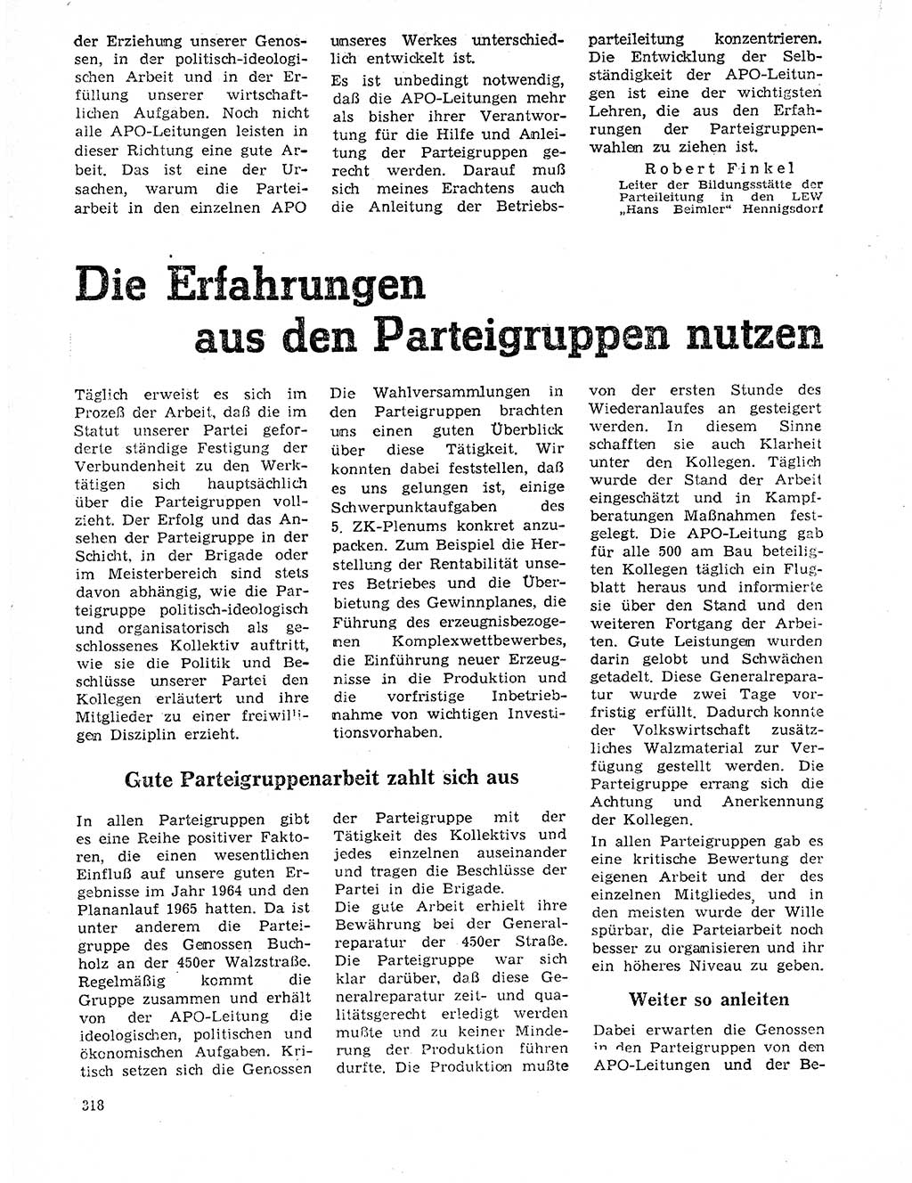 Neuer Weg (NW), Organ des Zentralkomitees (ZK) der SED (Sozialistische Einheitspartei Deutschlands) für Fragen des Parteilebens, 20. Jahrgang [Deutsche Demokratische Republik (DDR)] 1965, Seite 302 (NW ZK SED DDR 1965, S. 302)