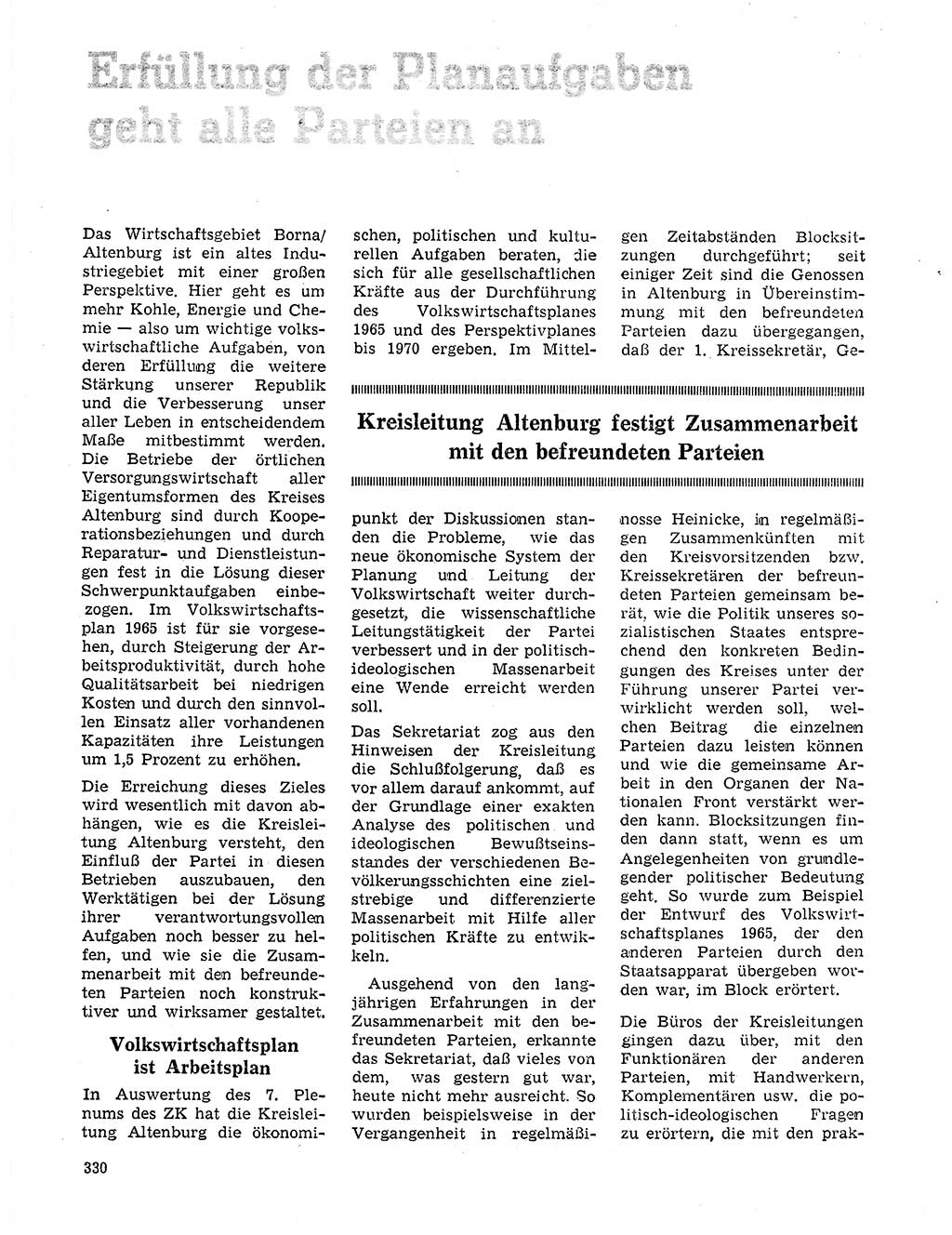 Neuer Weg (NW), Organ des Zentralkomitees (ZK) der SED (Sozialistische Einheitspartei Deutschlands) für Fragen des Parteilebens, 20. Jahrgang [Deutsche Demokratische Republik (DDR)] 1965, Seite 314 (NW ZK SED DDR 1965, S. 314)