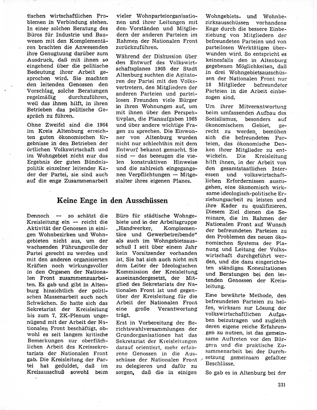 Neuer Weg (NW), Organ des Zentralkomitees (ZK) der SED (Sozialistische Einheitspartei Deutschlands) für Fragen des Parteilebens, 20. Jahrgang [Deutsche Demokratische Republik (DDR)] 1965, Seite 315 (NW ZK SED DDR 1965, S. 315)