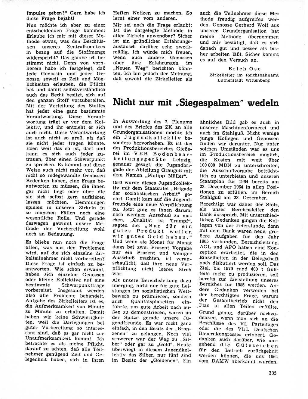 Neuer Weg (NW), Organ des Zentralkomitees (ZK) der SED (Sozialistische Einheitspartei Deutschlands) für Fragen des Parteilebens, 20. Jahrgang [Deutsche Demokratische Republik (DDR)] 1965, Seite 319 (NW ZK SED DDR 1965, S. 319)