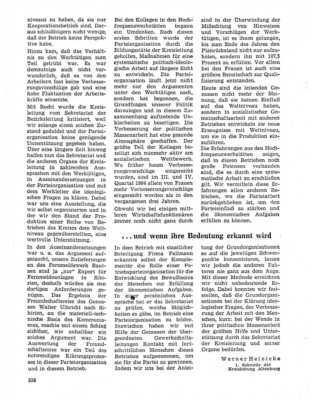 Neuer Weg (NW), Organ des Zentralkomitees (ZK) der SED (Sozialistische Einheitspartei Deutschlands) für Fragen des Parteilebens, 20. Jahrgang [Deutsche Demokratische Republik (DDR)] 1965, Seite 342 (NW ZK SED DDR 1965, S. 342)