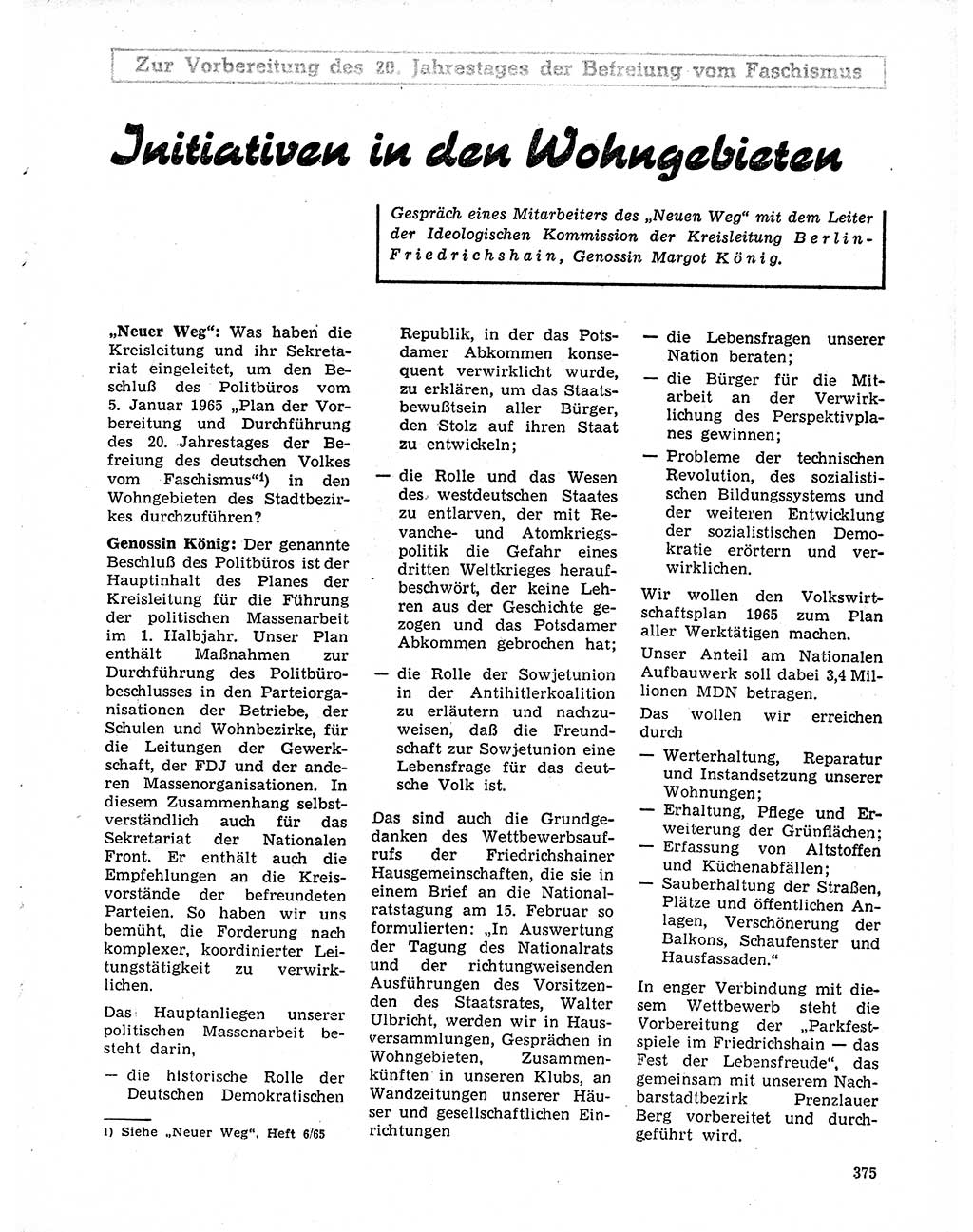 Neuer Weg (NW), Organ des Zentralkomitees (ZK) der SED (Sozialistische Einheitspartei Deutschlands) für Fragen des Parteilebens, 20. Jahrgang [Deutsche Demokratische Republik (DDR)] 1965, Seite 359 (NW ZK SED DDR 1965, S. 359)