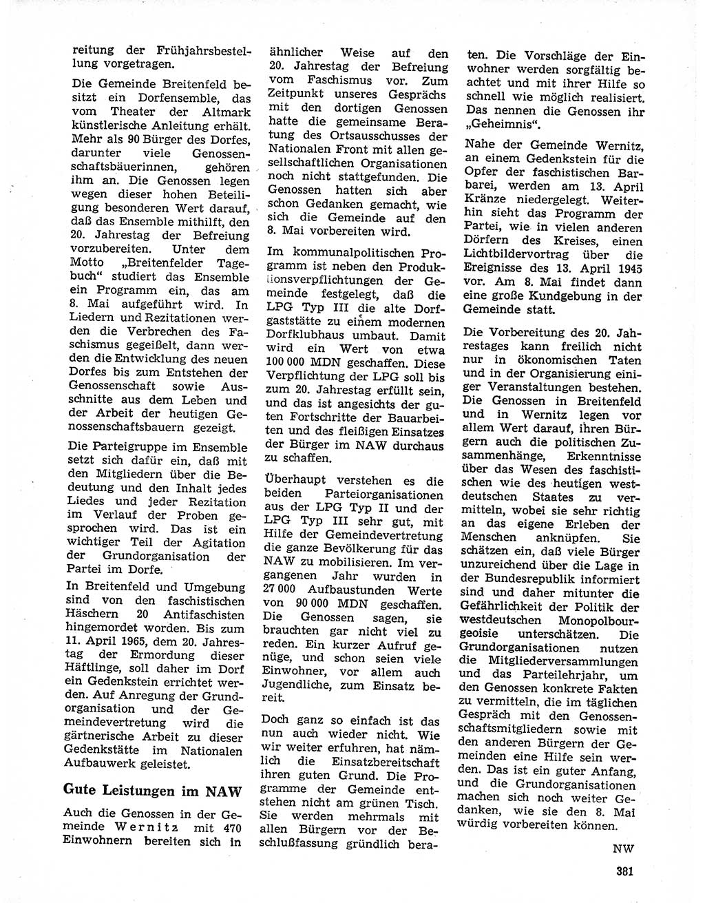 Neuer Weg (NW), Organ des Zentralkomitees (ZK) der SED (Sozialistische Einheitspartei Deutschlands) für Fragen des Parteilebens, 20. Jahrgang [Deutsche Demokratische Republik (DDR)] 1965, Seite 365 (NW ZK SED DDR 1965, S. 365)