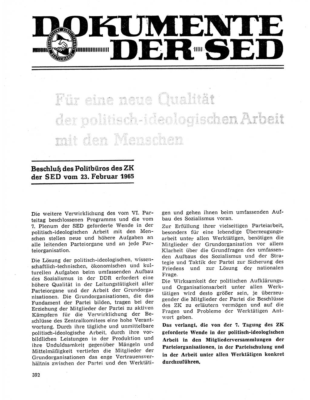Neuer Weg (NW), Organ des Zentralkomitees (ZK) der SED (Sozialistische Einheitspartei Deutschlands) für Fragen des Parteilebens, 20. Jahrgang [Deutsche Demokratische Republik (DDR)] 1965, Seite 376 (NW ZK SED DDR 1965, S. 376)