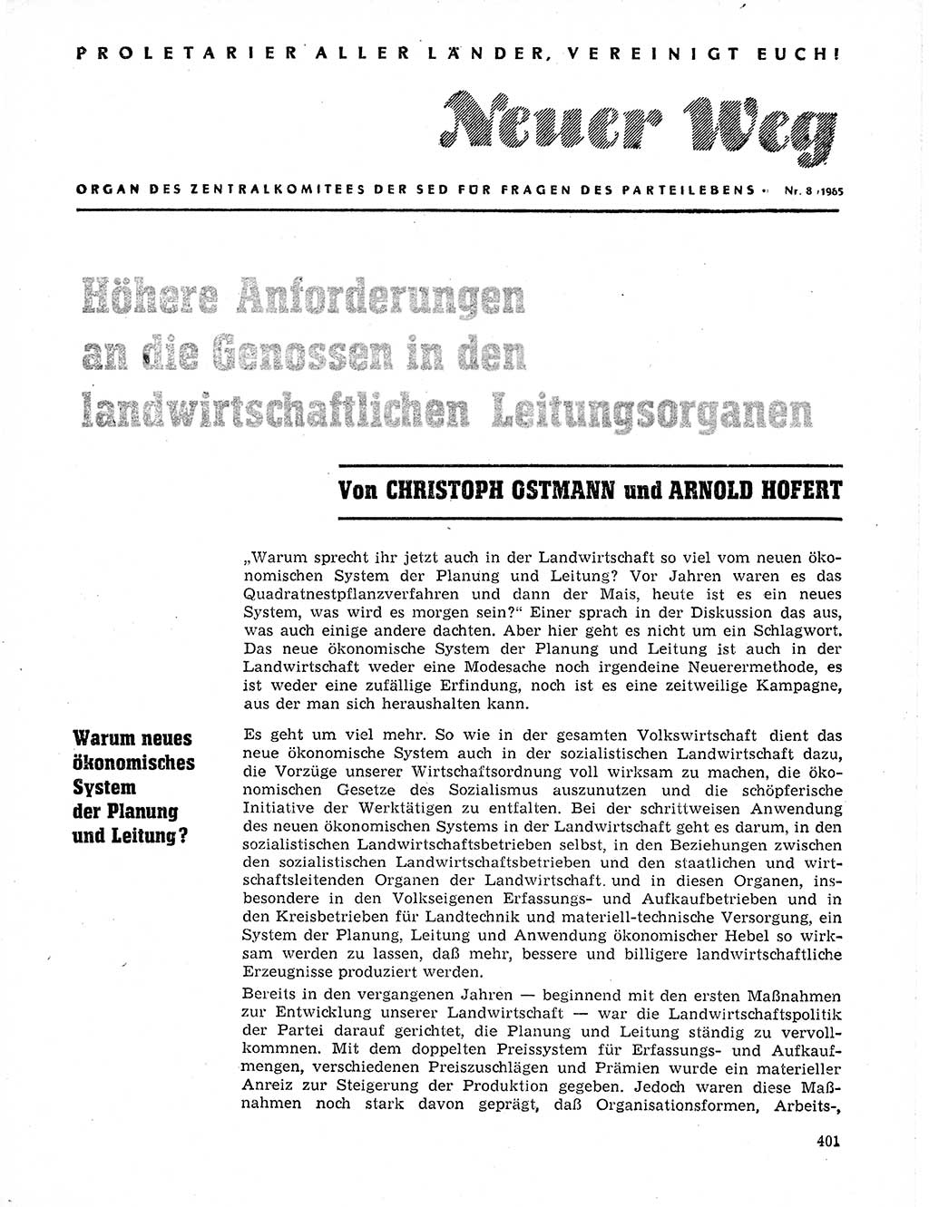 Neuer Weg (NW), Organ des Zentralkomitees (ZK) der SED (Sozialistische Einheitspartei Deutschlands) für Fragen des Parteilebens, 20. Jahrgang [Deutsche Demokratische Republik (DDR)] 1965, Seite 385 (NW ZK SED DDR 1965, S. 385)