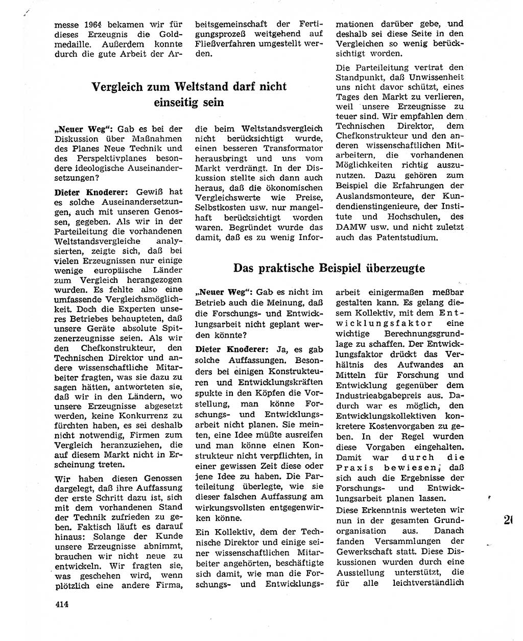 Neuer Weg (NW), Organ des Zentralkomitees (ZK) der SED (Sozialistische Einheitspartei Deutschlands) für Fragen des Parteilebens, 20. Jahrgang [Deutsche Demokratische Republik (DDR)] 1965, Seite 398 (NW ZK SED DDR 1965, S. 398)