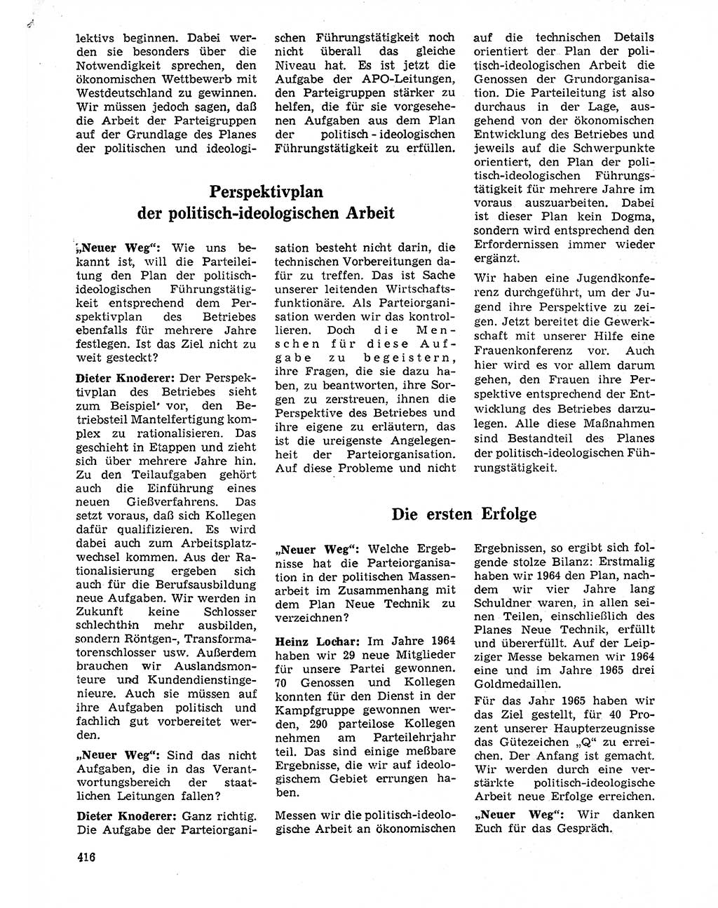 Neuer Weg (NW), Organ des Zentralkomitees (ZK) der SED (Sozialistische Einheitspartei Deutschlands) für Fragen des Parteilebens, 20. Jahrgang [Deutsche Demokratische Republik (DDR)] 1965, Seite 400 (NW ZK SED DDR 1965, S. 400)