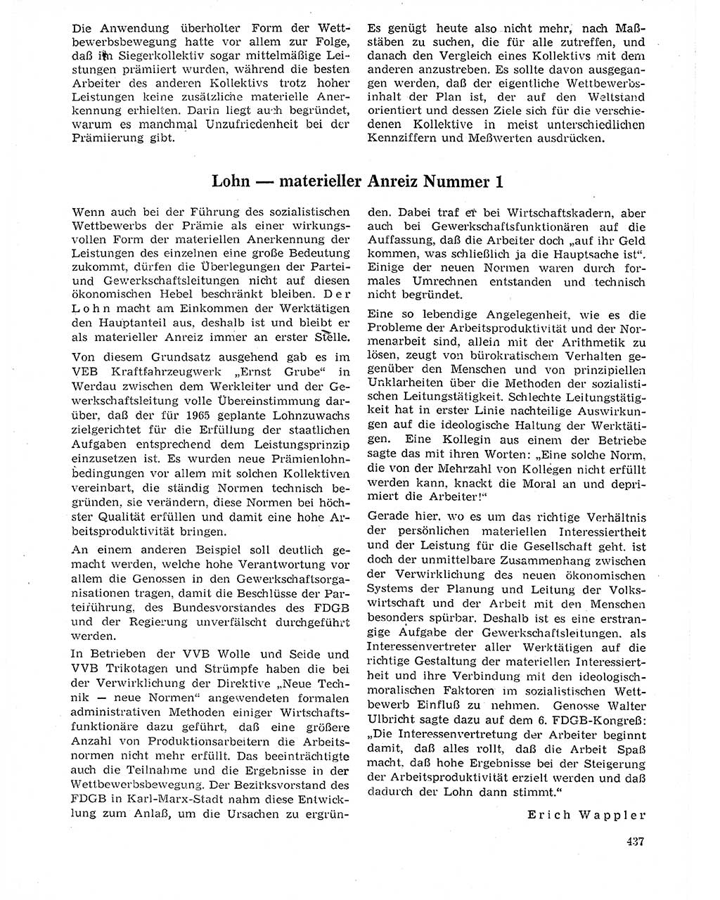 Neuer Weg (NW), Organ des Zentralkomitees (ZK) der SED (Sozialistische Einheitspartei Deutschlands) für Fragen des Parteilebens, 20. Jahrgang [Deutsche Demokratische Republik (DDR)] 1965, Seite 421 (NW ZK SED DDR 1965, S. 421)