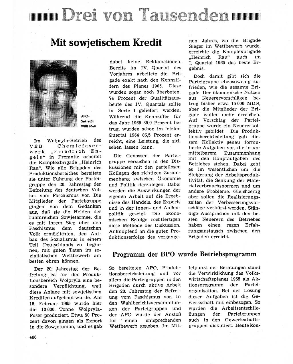 Neuer Weg (NW), Organ des Zentralkomitees (ZK) der SED (Sozialistische Einheitspartei Deutschlands) für Fragen des Parteilebens, 20. Jahrgang [Deutsche Demokratische Republik (DDR)] 1965, Seite 450 (NW ZK SED DDR 1965, S. 450)