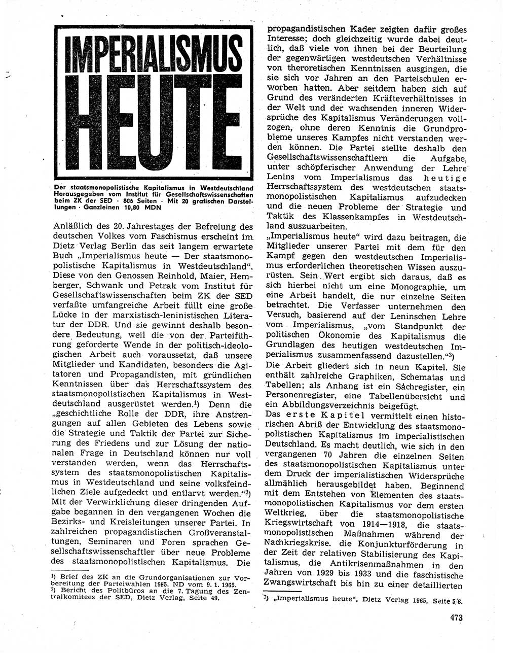 Neuer Weg (NW), Organ des Zentralkomitees (ZK) der SED (Sozialistische Einheitspartei Deutschlands) für Fragen des Parteilebens, 20. Jahrgang [Deutsche Demokratische Republik (DDR)] 1965, Seite 457 (NW ZK SED DDR 1965, S. 457)