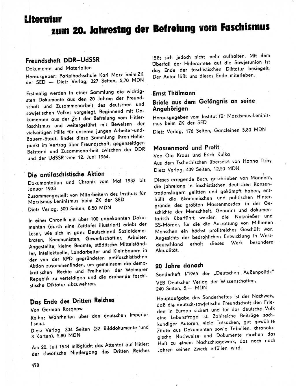 Neuer Weg (NW), Organ des Zentralkomitees (ZK) der SED (Sozialistische Einheitspartei Deutschlands) für Fragen des Parteilebens, 20. Jahrgang [Deutsche Demokratische Republik (DDR)] 1965, Seite 462 (NW ZK SED DDR 1965, S. 462)