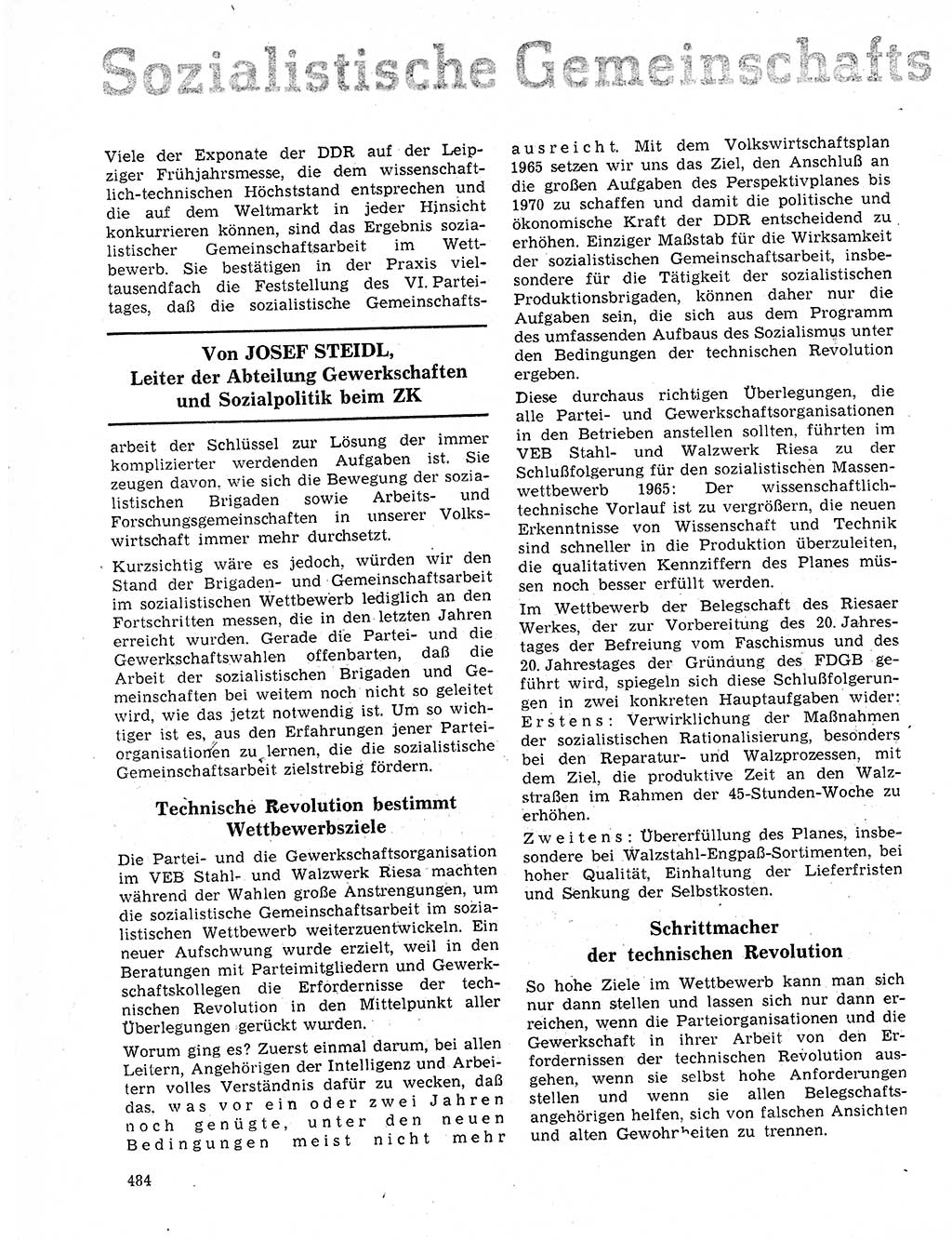 Neuer Weg (NW), Organ des Zentralkomitees (ZK) der SED (Sozialistische Einheitspartei Deutschlands) für Fragen des Parteilebens, 20. Jahrgang [Deutsche Demokratische Republik (DDR)] 1965, Seite 468 (NW ZK SED DDR 1965, S. 468)