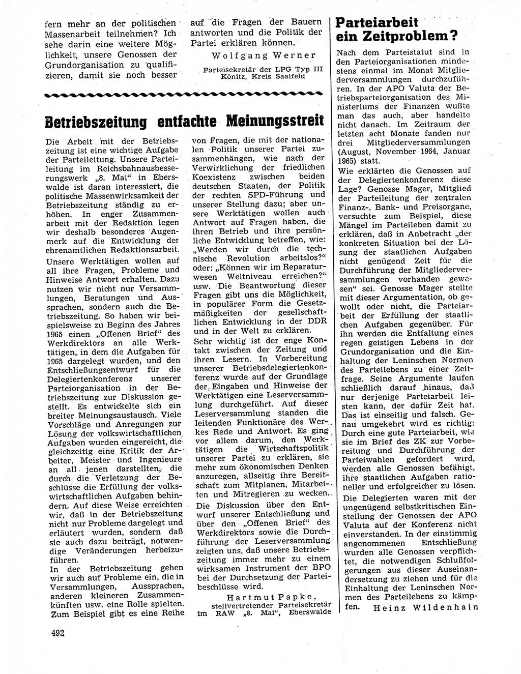 Neuer Weg (NW), Organ des Zentralkomitees (ZK) der SED (Sozialistische Einheitspartei Deutschlands) für Fragen des Parteilebens, 20. Jahrgang [Deutsche Demokratische Republik (DDR)] 1965, Seite 476 (NW ZK SED DDR 1965, S. 476)