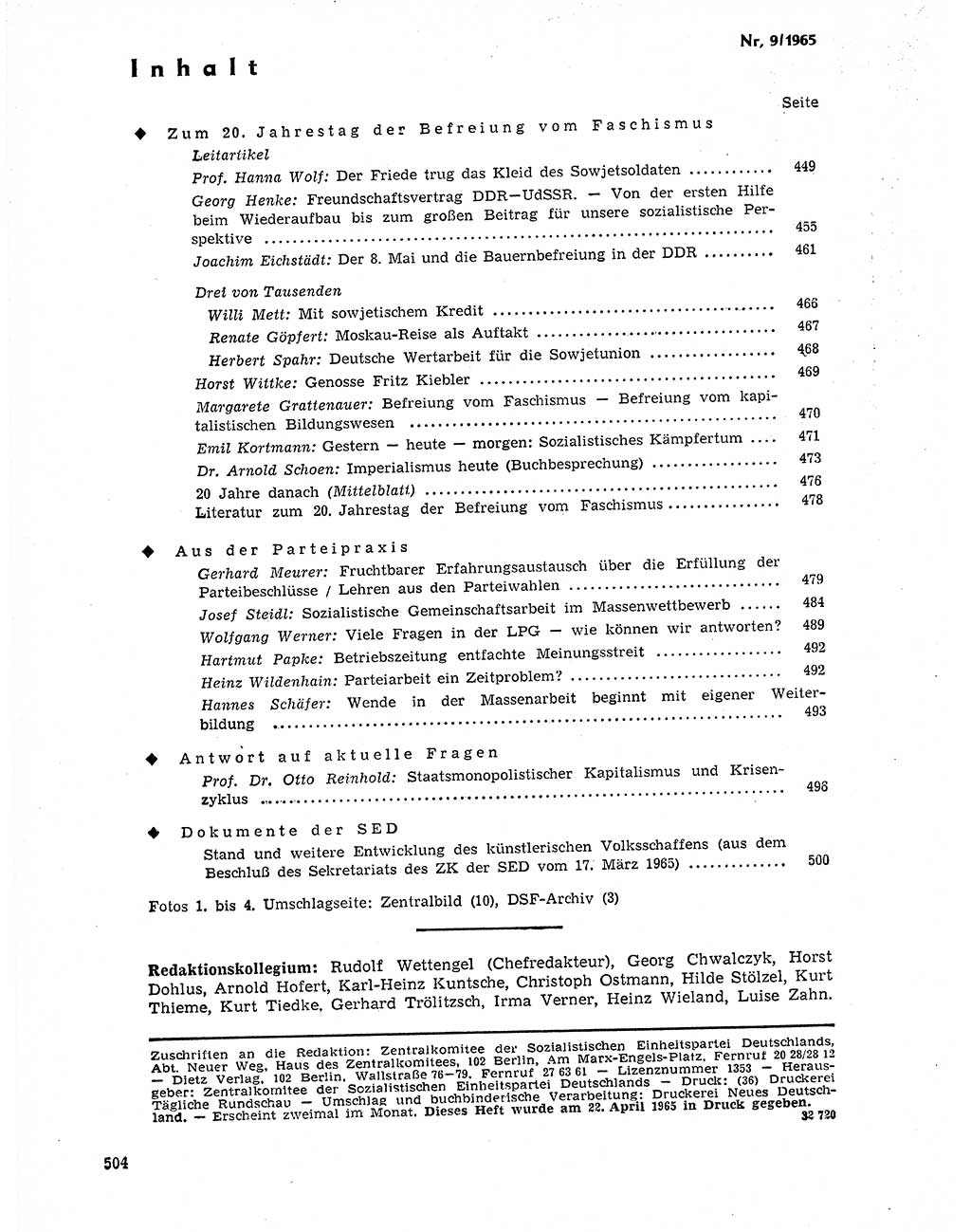 Neuer Weg (NW), Organ des Zentralkomitees (ZK) der SED (Sozialistische Einheitspartei Deutschlands) für Fragen des Parteilebens, 20. Jahrgang [Deutsche Demokratische Republik (DDR)] 1965, Seite 488 (NW ZK SED DDR 1965, S. 488)